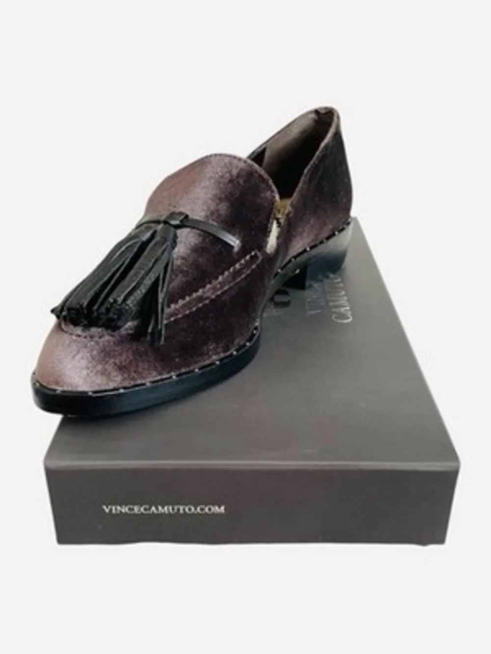 Vince Camuto Geralin Velvet Tassel Loafers Women's 6/36 Grayish Purple NIB